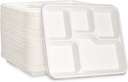 100 X 5 Compartment Rectangle Bagasse Plates