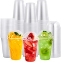 100 X 12Oz Clear Plastic Smoothie Cups With Dome Lids
