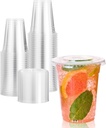 100 X 12Oz Clear Plastic Smoothie Cups With Flat Lids