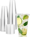 100 X 20Oz Clear Plastic Smoothie Cups With Flat Lids