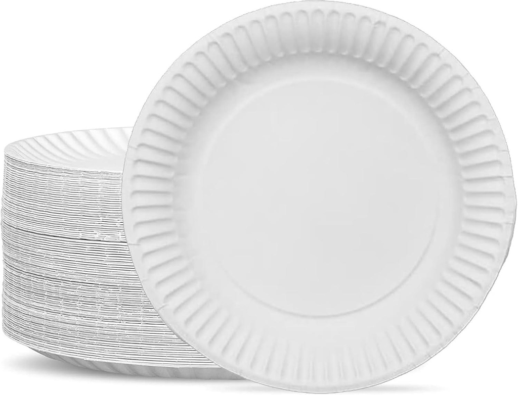 100 X 9" Heavy Duty White Round Paper Plates