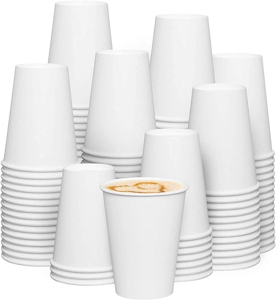 1000 X 8Oz Single Wall White Paper Cups
