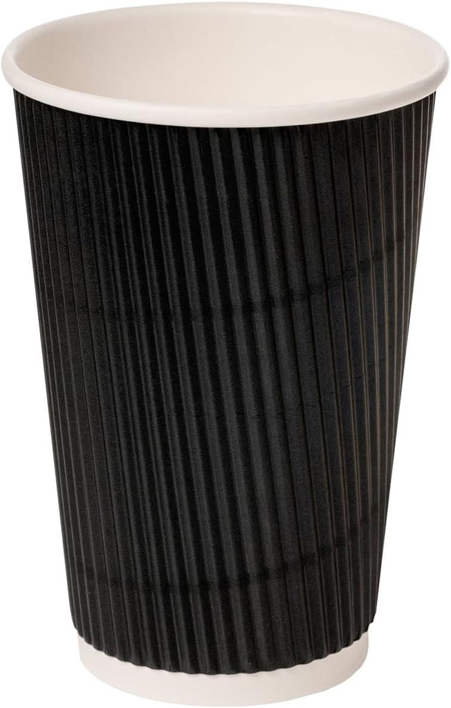 100 X 16Oz Black Ripple Paper Coffee Cups