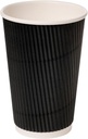 100 X 16Oz Black Ripple Paper Coffee Cups
