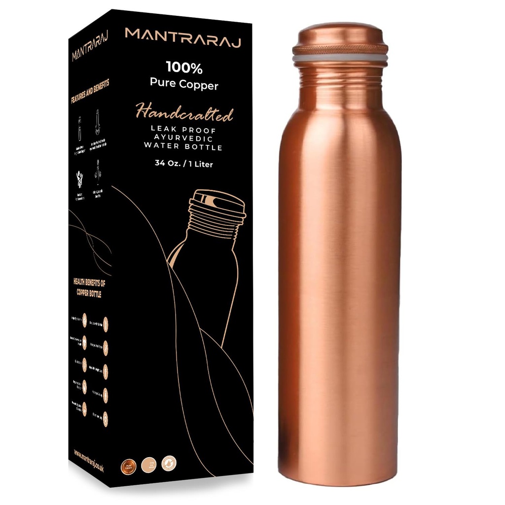 1 Liter Copper Water Bottle - Plain