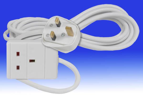 3M Extension Lead 1 Gang Power Socket Lead White