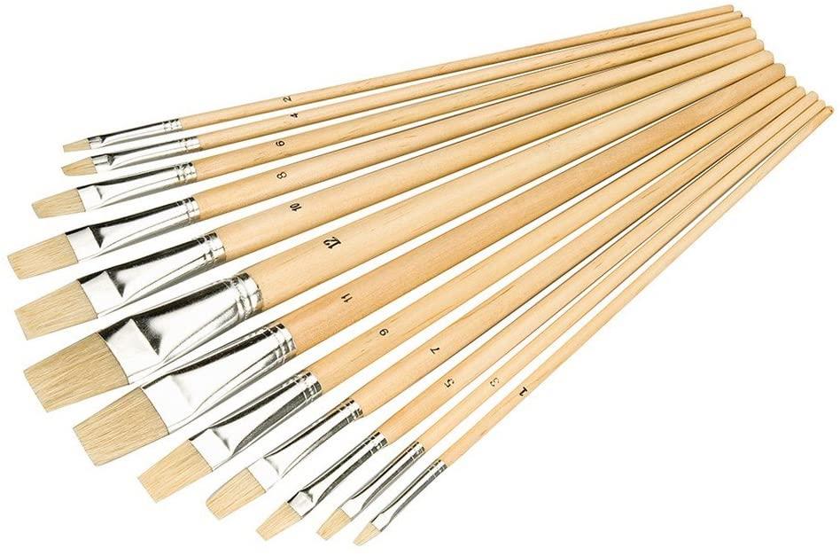 12pc Flat Tip Art Brush Set -