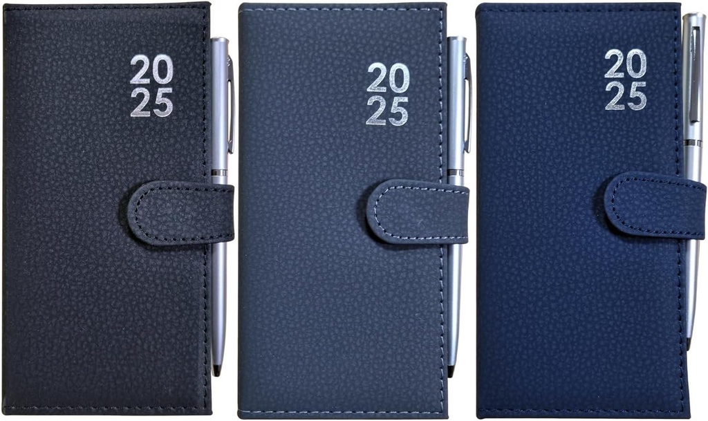 2025 Week To View Premium Padded Slim Pocket Diary Stud Close Diary With Pen