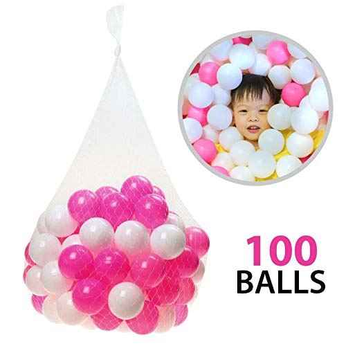 100 balls 6cm Soft Balls - White/Pink