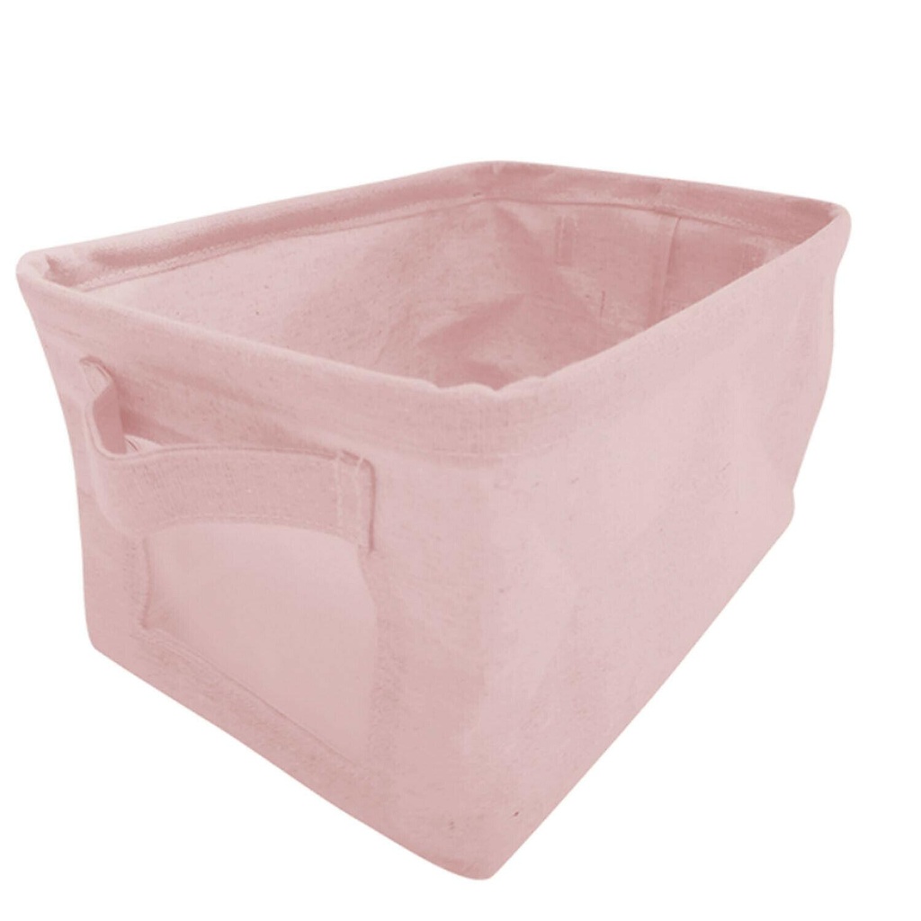 1 x Foldable Canvas Storage Box Collapsible - 28cm x 17.5cm x 15cm-Blush-Pink