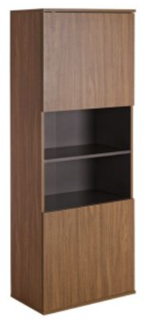 2 DOOR TALL WALL STORAGE BEDROOM TIDY UNIT WALNUT GRAPHITE