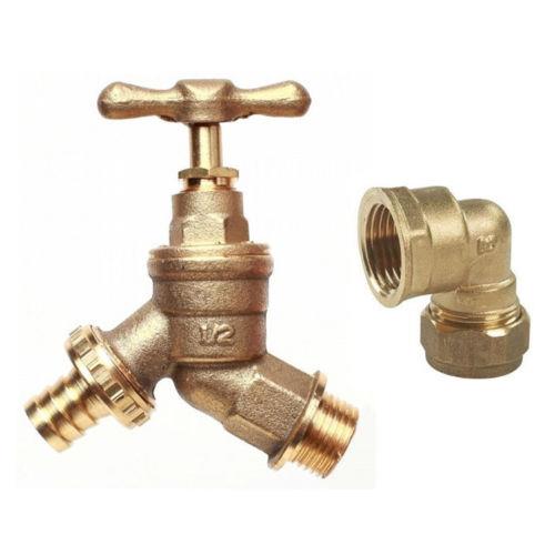 1/2" Brass Tap Hose Union BIB outside Wall Elbow