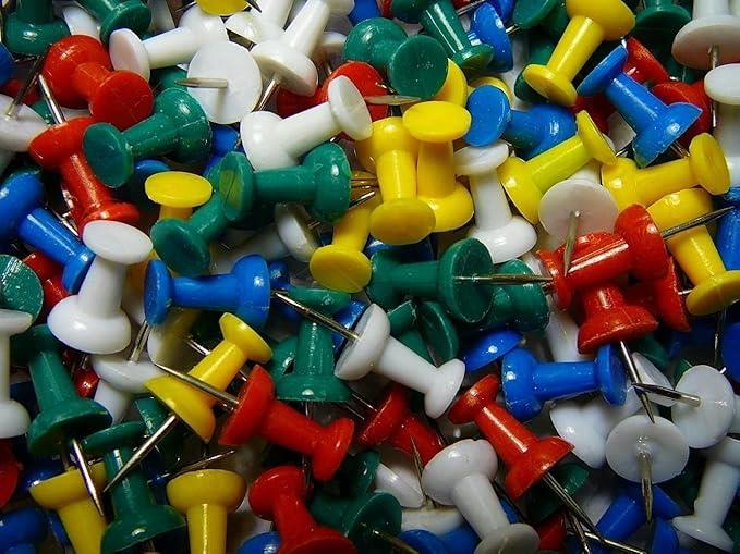 100 x Push Pin Assorted Coloured Drawing Pin Notice Cork Board Map Office School