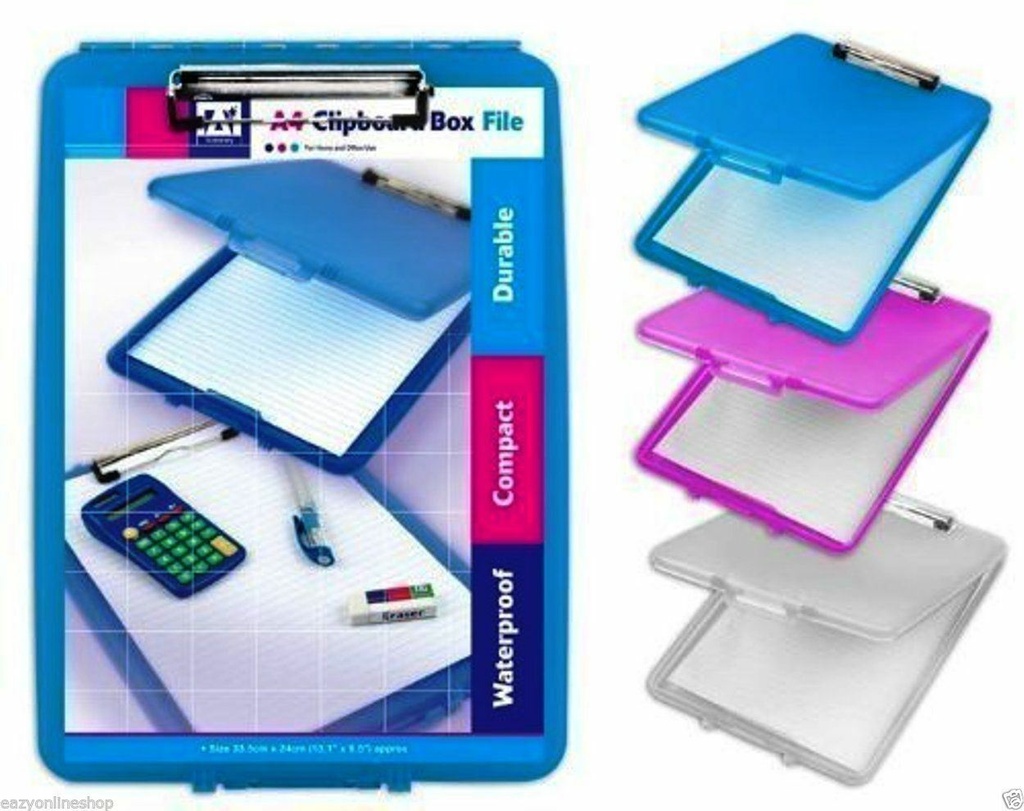 10x A4 PlasticClipboard Paper Storage Box