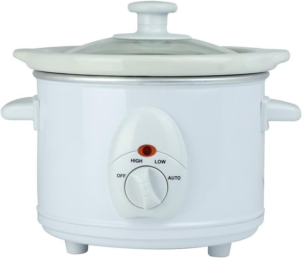 1.5L Slow Cooker Small 120W White Round Slow Cooker