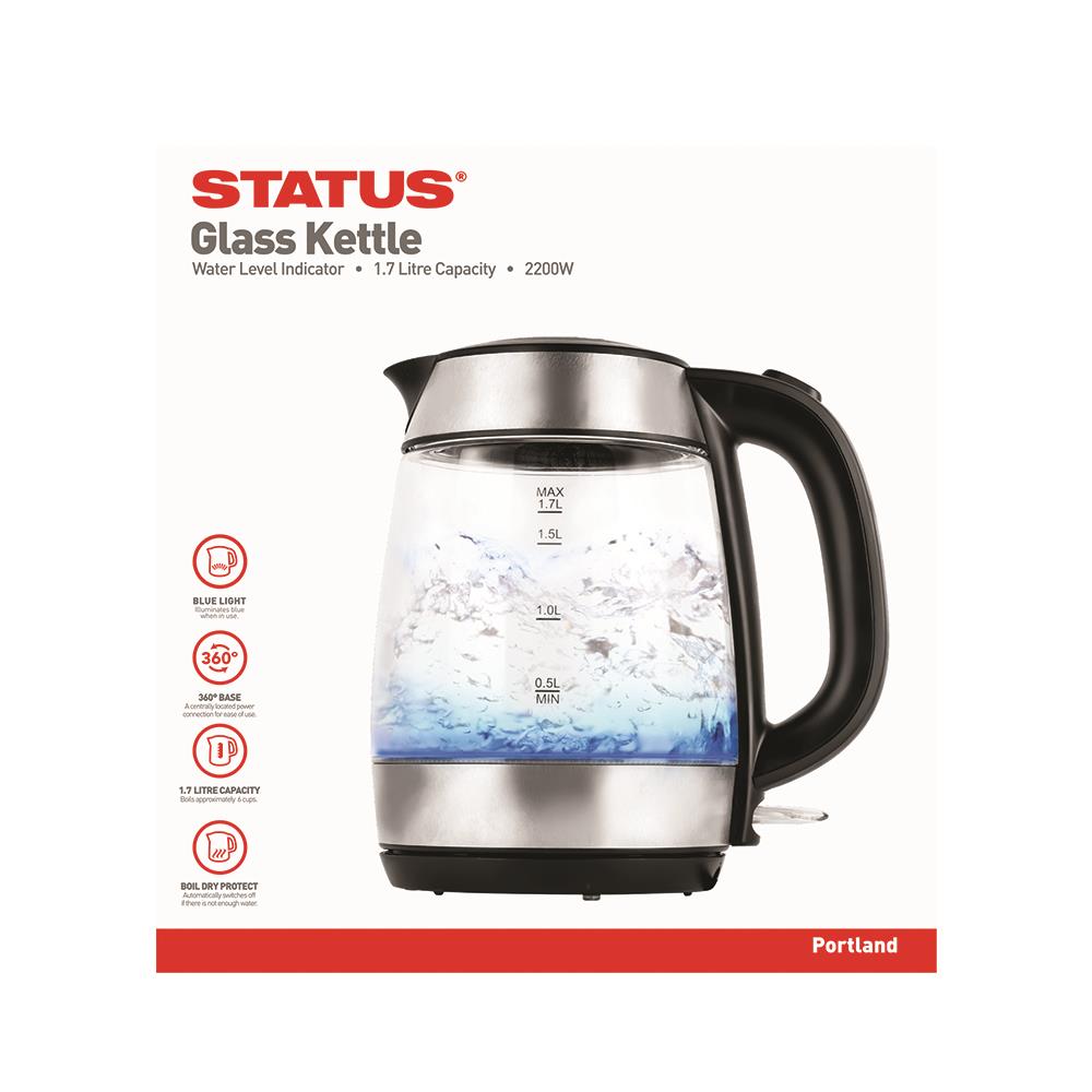 1.7 Litre - Swivel Cordless - Kettle - Portland - Glass - 2kw