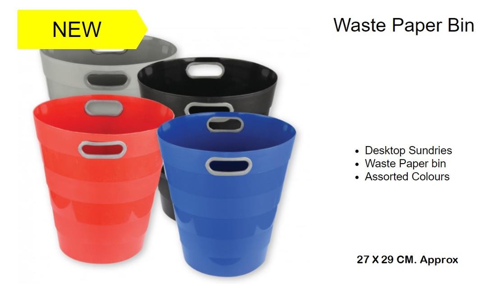 1 X Waste Paper Desktop Sundries Bin Assorted Colour  - 30 X 27 X 27 CM