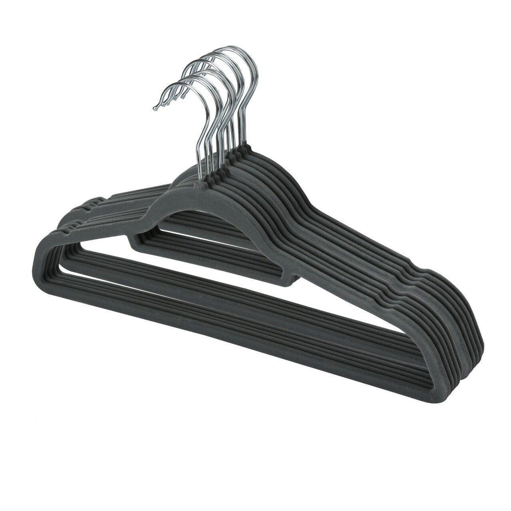 10 pk VELVET HANGER CHARCOAL DARK GREY