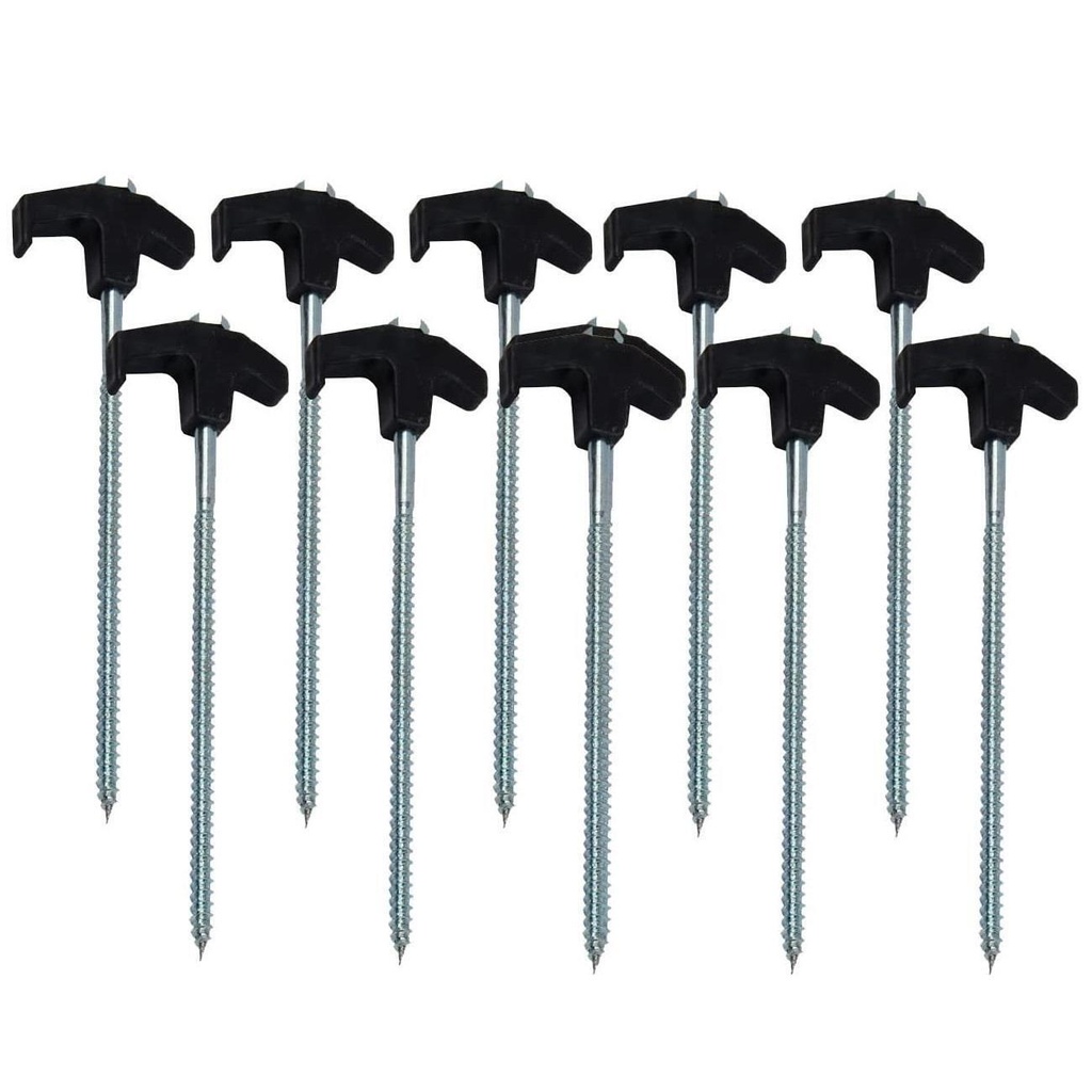 10PK SPIRAL THREAD TENT PEGS SCREW GROUND STAKE
