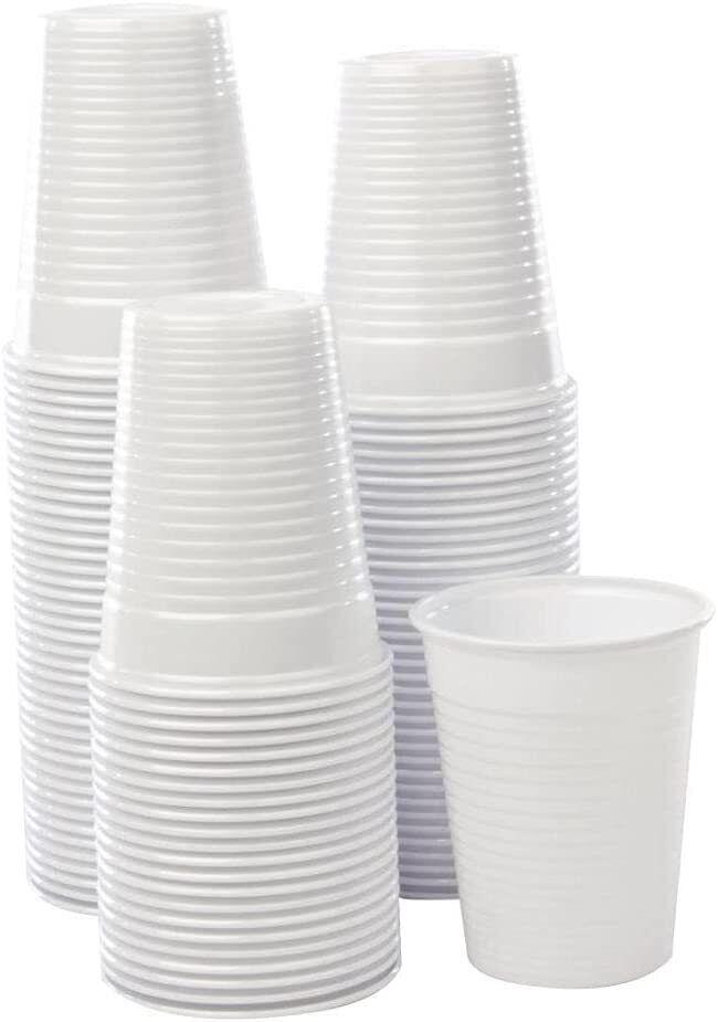 100pc White Plastic Cups - 7oz Disposable Cup 180Cc