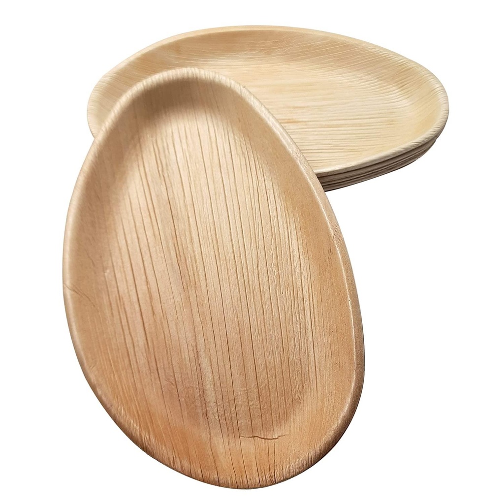 10'' Palm Leaf Plate Plates 10x6 Inch Oval - 10 pcs