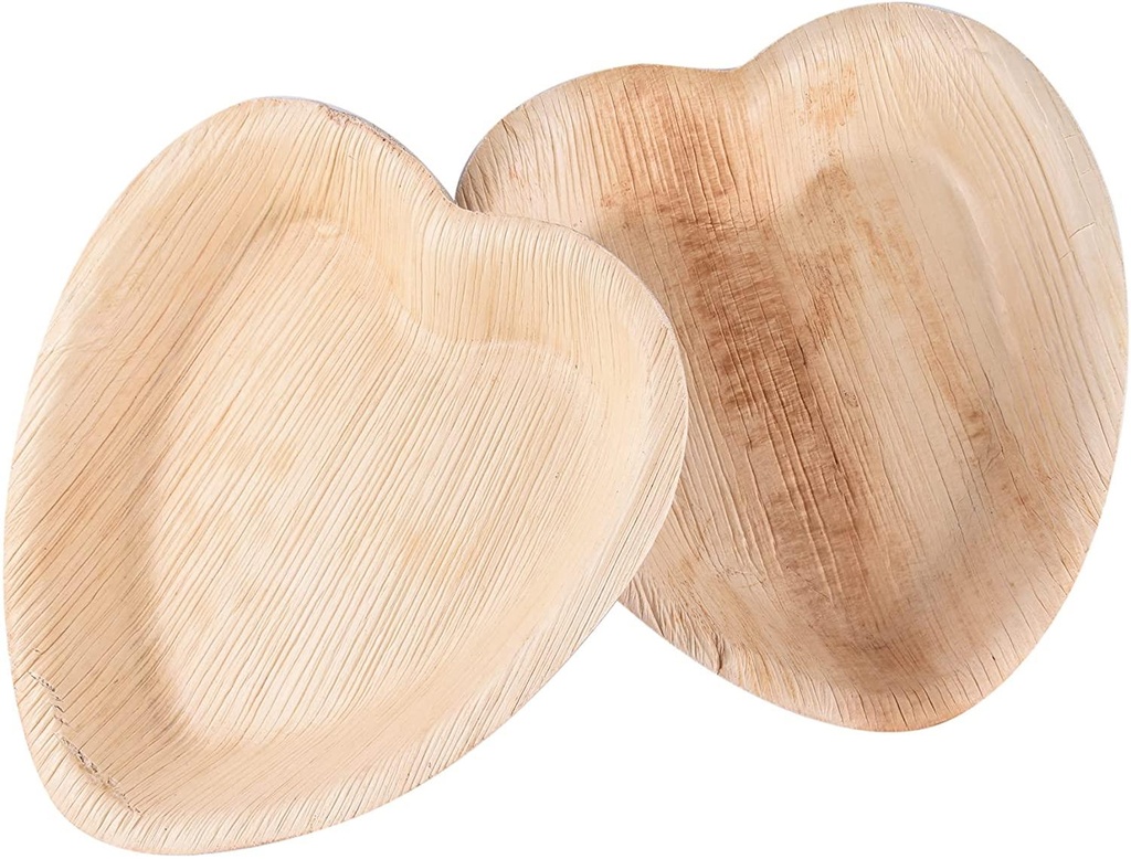 10 pcs  7'' Palm Leaf Plate heart shape - 10 pcs