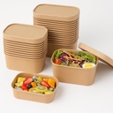 100 x 18oz 500ml Kraft Paper Disposable Container with Paper Lids Take Away Paper Lunch Box Food Container
