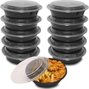 10 X Round Plastic Meal Prep Containers - Reusable BPA Free Food Containers with Airtight Lids 32 OZ